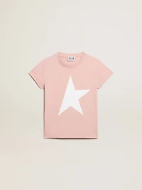 Girls’ pink T-shirt with white logo and maxi star