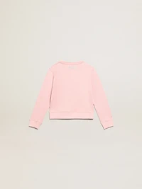 Pink sweatshirt with maxi star silver glitter on the front