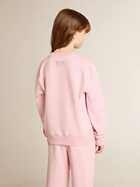 Pink sweatshirt with maxi star silver glitter on the front