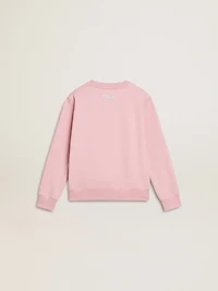 Pink sweatshirt with maxi star silver glitter on the front