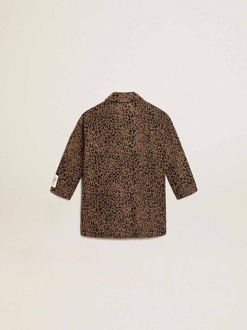 Girls’ single-breasted coat wool with jacquard animal print