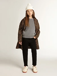 Girls’ single-breasted coat wool with jacquard animal print