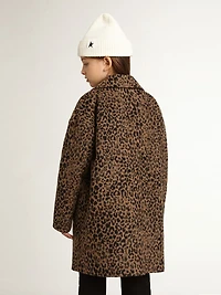 Girls’ single-breasted coat wool with jacquard animal print