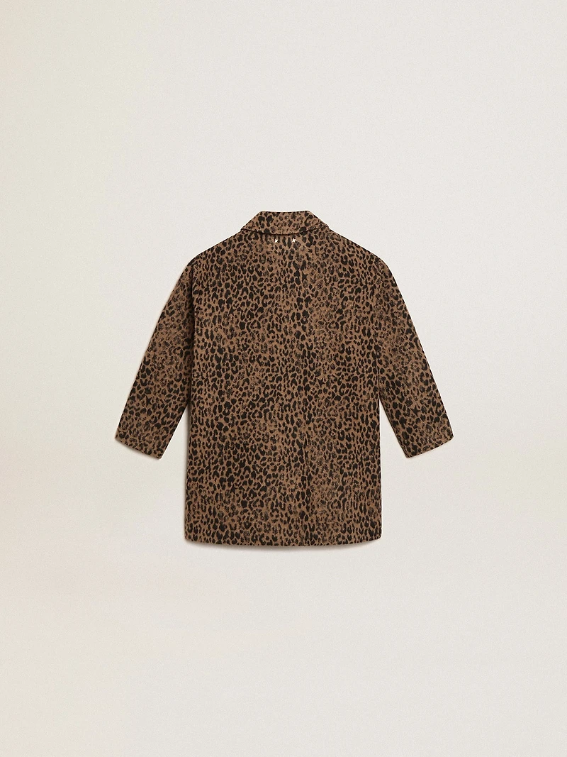 Girls’ single-breasted coat wool with jacquard animal print