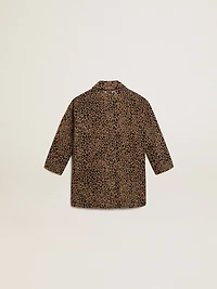 Girls’ single-breasted coat wool with jacquard animal print