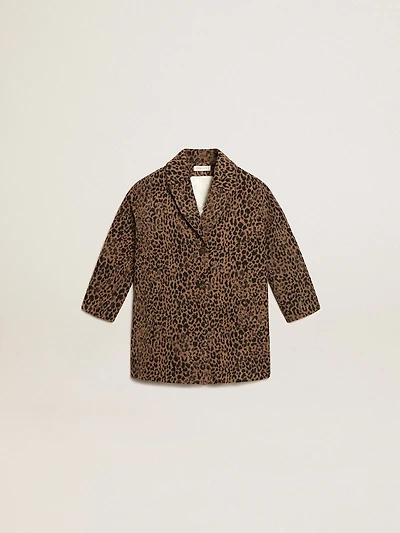 Girls’ single-breasted coat wool with jacquard animal print
