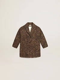 Girls’ single-breasted coat wool with jacquard animal print