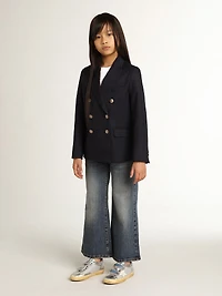 Wide-leg jeans in mid-blue bull denim