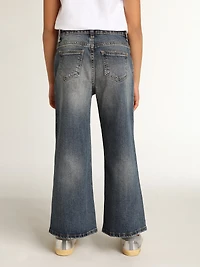 Wide-leg jeans in mid-blue bull denim
