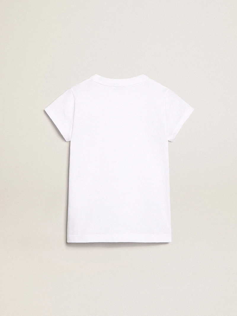 White T-shirt with central Golden lettering crystals
