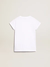 White T-shirt with central Golden lettering crystals
