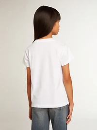 White T-shirt with central Golden lettering crystals