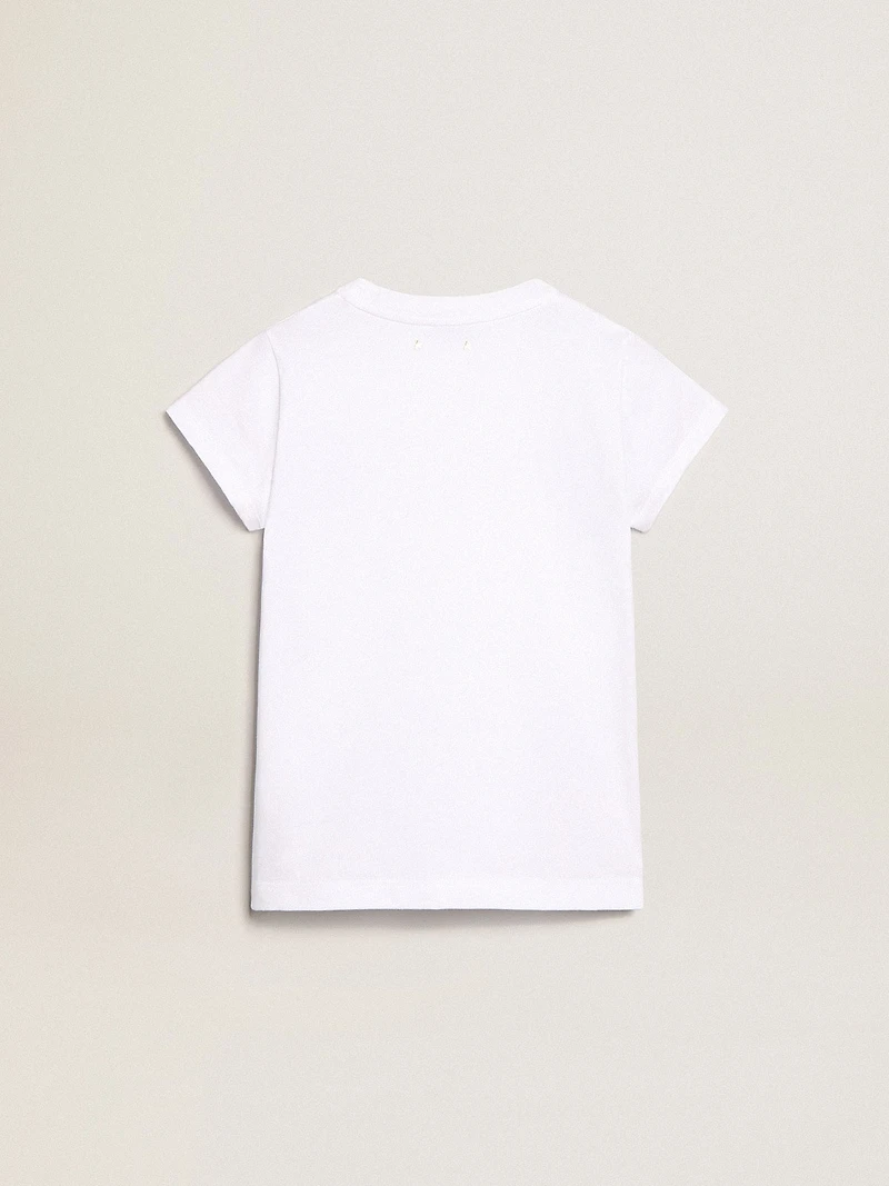 White T-shirt with central Golden lettering crystals