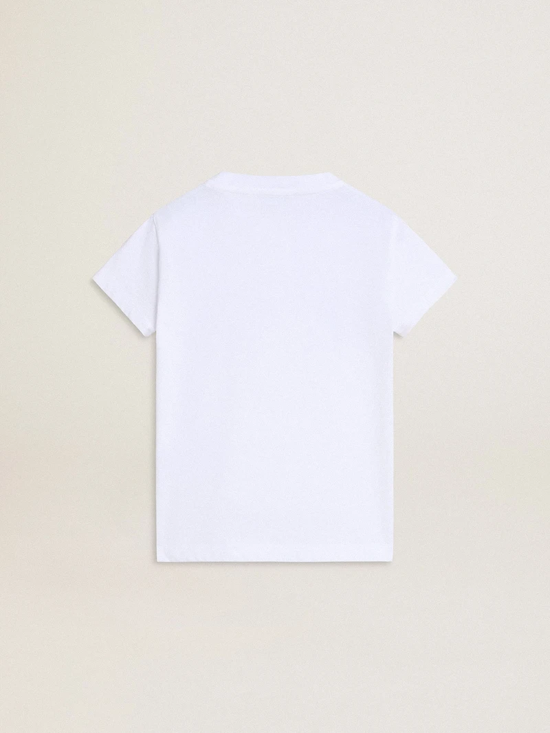 Girls' white T-shirt with pink glitter Golden lettering
