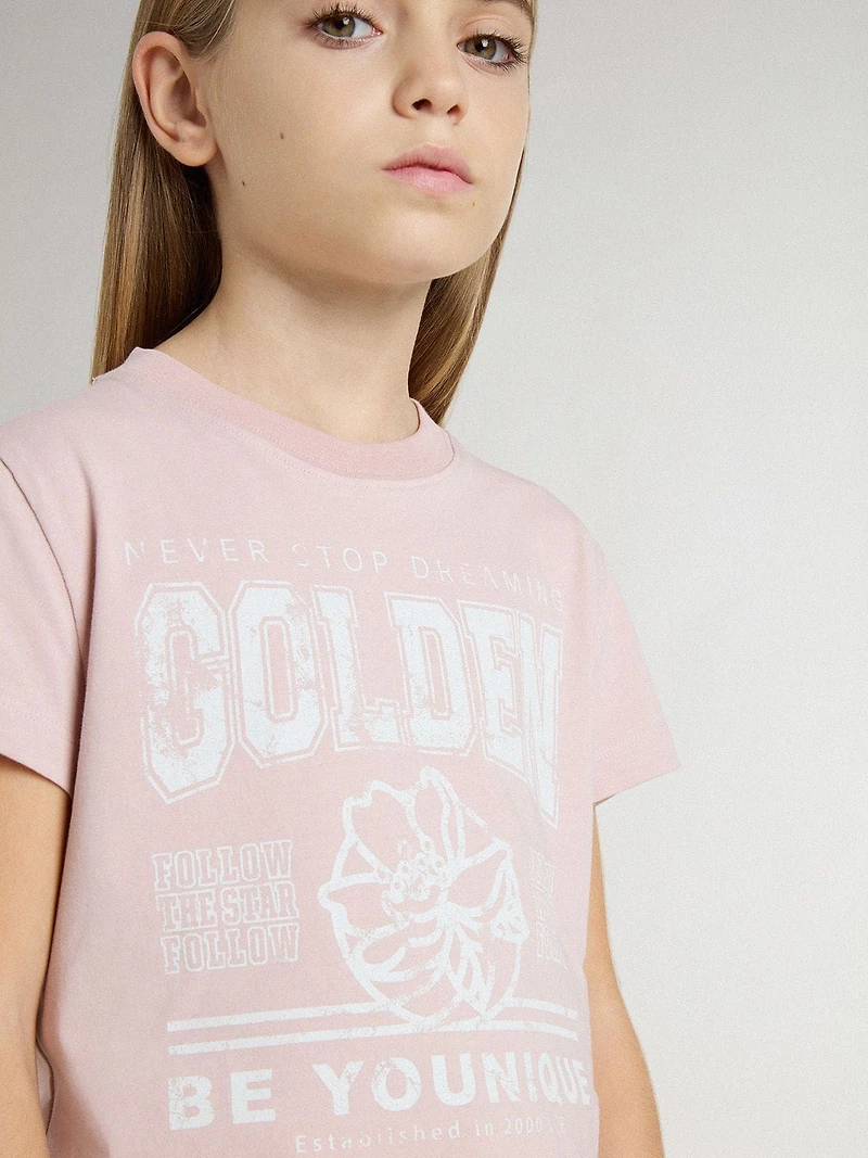 Girls' pink T-shirt with white print