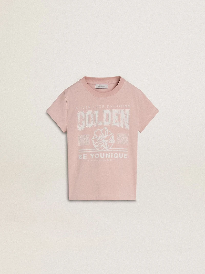 Girls' pink T-shirt with white print