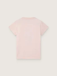 Journey T-shirt for girls pink cotton jersey with digital mascot print