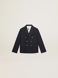 Boys’ dark blue double-breasted buttoned blazer
