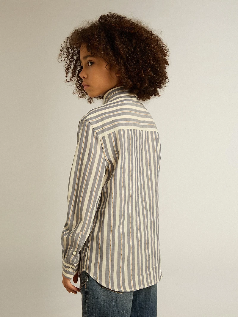 Boys' striped shirt with Golden Dreamers detail on the pocket