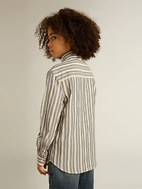 Boys' striped shirt with Golden Dreamers detail on the pocket