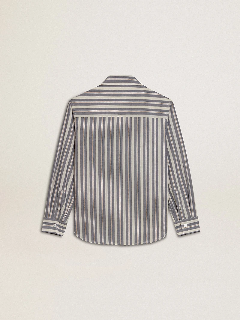 Boys' striped shirt with Golden Dreamers detail on the pocket