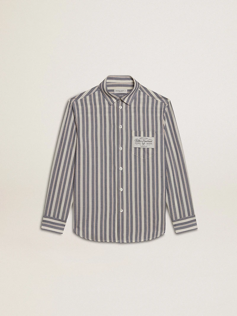 Boys' striped shirt with Golden Dreamers detail on the pocket