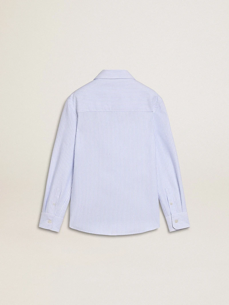 Girls’ striped shirt with embroidered lettering on the pocket