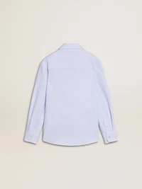 Girls’ striped shirt with embroidered lettering on the pocket