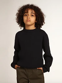 Round-neck sweater dark blue cotton