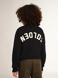 Round-neck sweater dark blue cotton