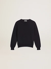Round-neck sweater dark blue cotton