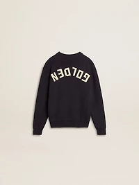 Boys’ blue crew-neck sweater with 'Golden' lettering on the back