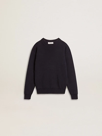 Boys’ blue crew-neck sweater with 'Golden' lettering on the back