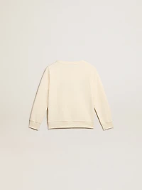 Sweatshirt aged white with multicolor Golden lettering on the front