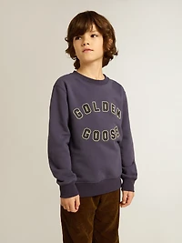 Blue-violet sweatshirt with Golden Goose lettering on the front