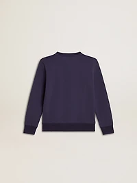 Blue-violet sweatshirt with Golden Goose lettering on the front