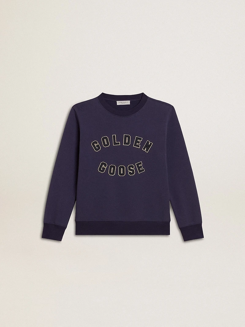Blue-violet sweatshirt with Golden Goose lettering on the front