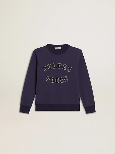 Blue-violet sweatshirt with Golden Goose lettering on the front