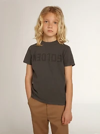 Boys’ T-shirt in gray with distressed treatment