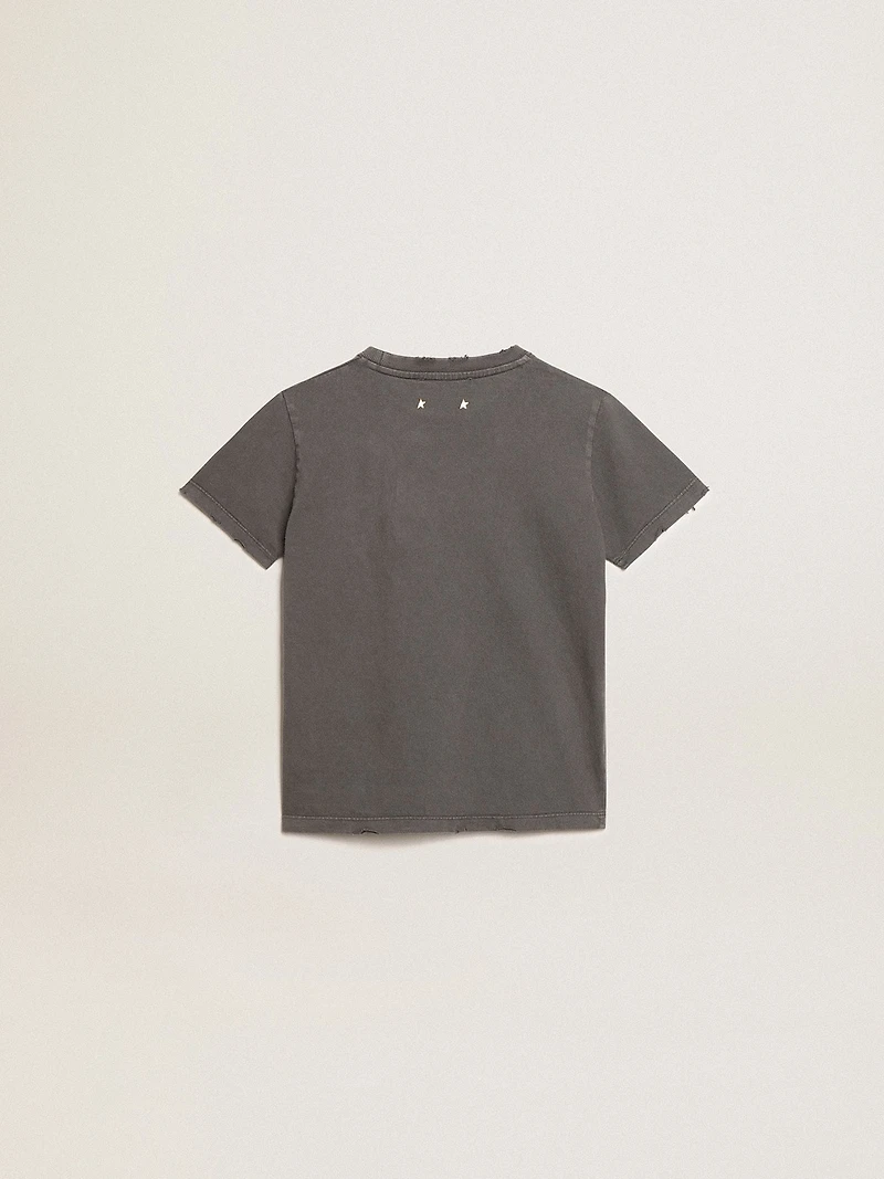 Boys’ T-shirt in gray with distressed treatment