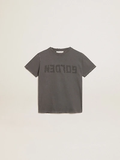 Boys’ T-shirt in gray with distressed treatment