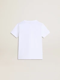 Boys' white T-shirt with multicolored Golden print