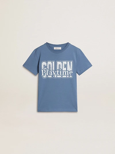 Boys' blue T-shirt with white print