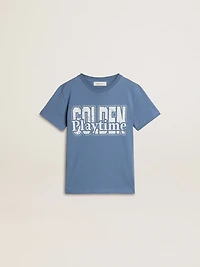 Boys' blue T-shirt with white print