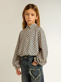 Girls' polo shirt with geometric print