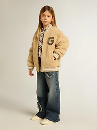 Girls' wide-leg jeans blue denim