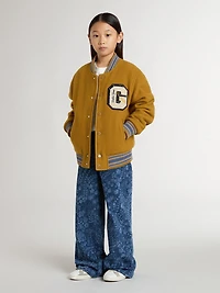 Girls' medium wash wide jeans with print