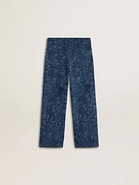 Girls' medium wash wide jeans with print