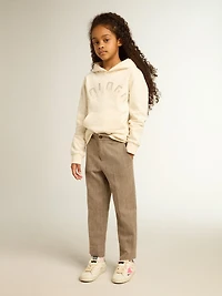 Hooded sweatshirt aged white with patches