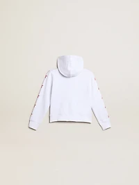 Girls’ zip-up sweatshirt white with glitter stars on the sleeves